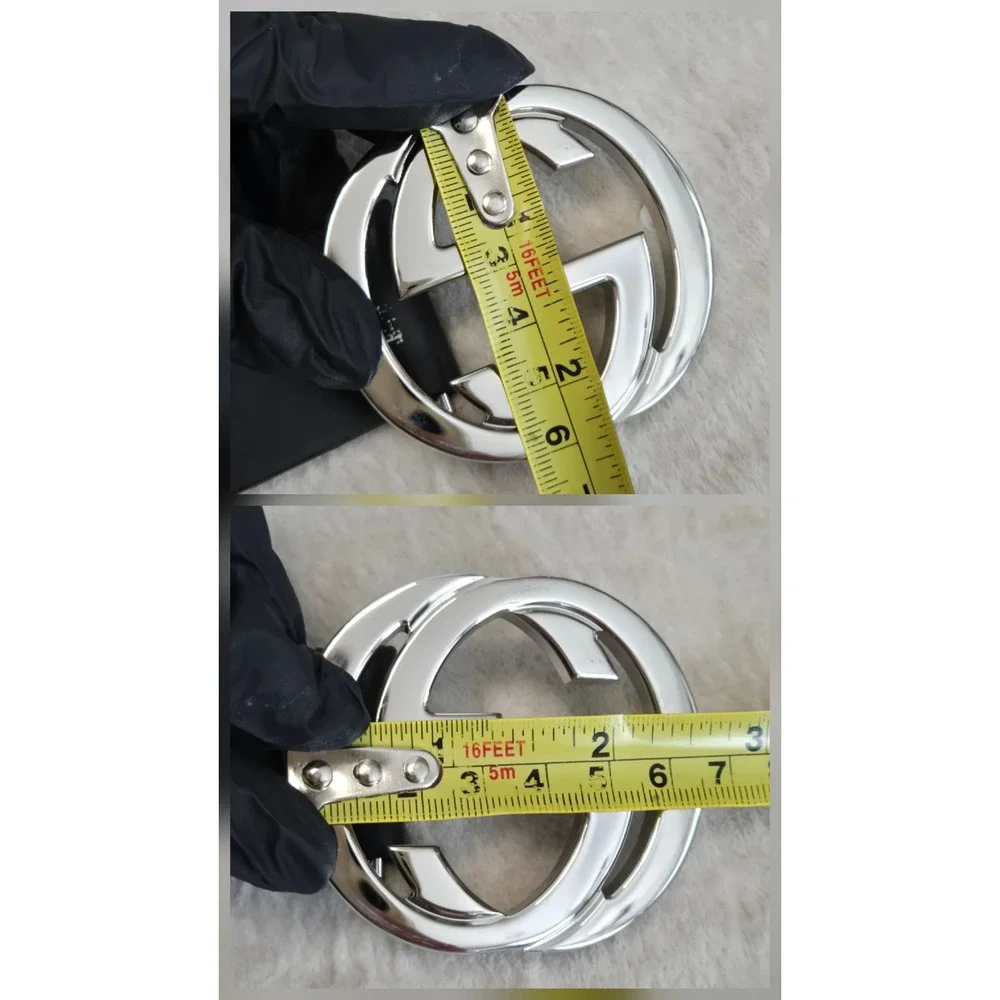 Gucci Interlocking G Belt Black Leather Silver Buckle Mens 44 Inch Large